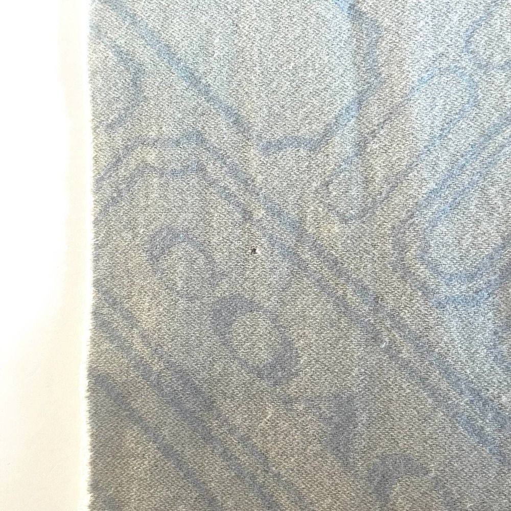 Coach Cashmere and Wool Logo Fringe Scarf Light Blue and Ivory Muffler Scarf - Picture 2 of 9